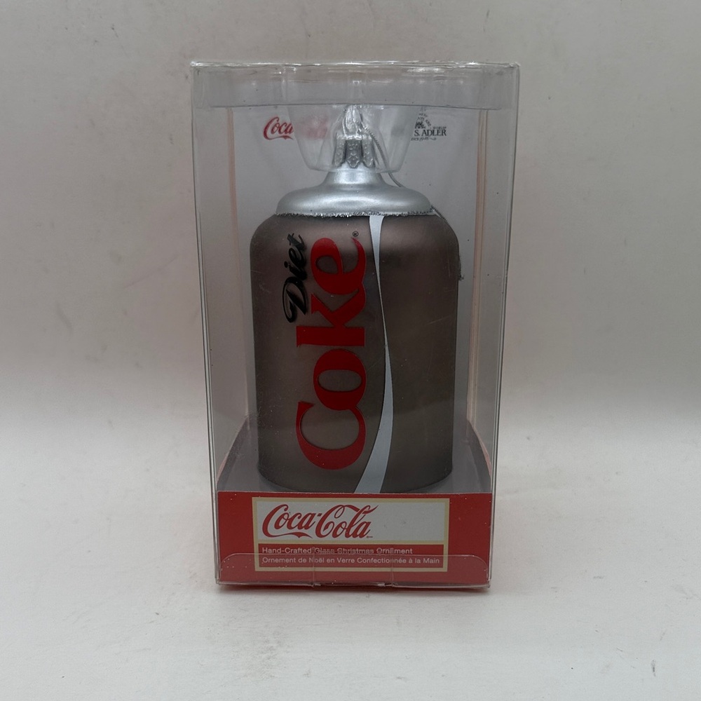 NWT Kurt Adler Coca Cola Diet Coke Can Glass Christmas Ornament Collectible